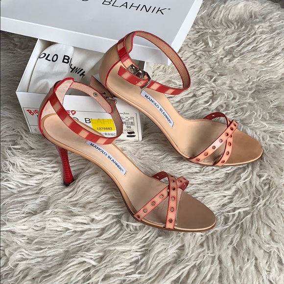 Gorgeous Manolo Beige + Red sandals size 9/39